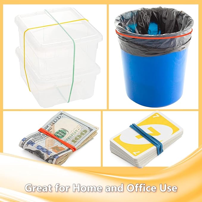 Bilinny Large Heavy Duty Rubber Bands - 7x1/8", 1 Lb. (Approx. 240) Assorted Colored Rubber Bands, Made in USA
