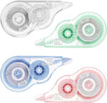 JEFURE 4 Pcs Colorful Core Correction Tape, 39.37 Ft White Wrong Out Tear-Resistant Bulk, Instant Corrections Easy to Use Applicator for School, Office, Note Taking, Journal (Tape Width 0.2 in)
