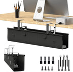 KIGJU Under Desk Cable Management Tray, 30-inch No-Drill Cord Organizer with Anti-Sag Reinforced Base, Fabric Wire Management Hider for Standing Desk, Office & Gaming Accessories - Black