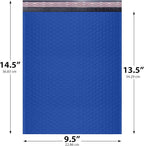 Royal Blue Large Poly Bubble Mailers 9.5x14.5 inch #4 | Self Seal Padded Envelopes Cushioned Bubble Mailer | Usable Size 9.5x13.5 | WaterProof | Lightweight mailing Shipping Bags | 100 Pack Bulk