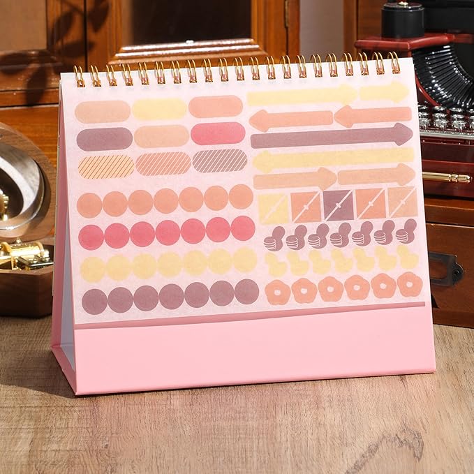 Small Desk Calendar 2026-2027, Standing Flip Desktop Calendar from January 2026 to June 2027 - Metal Ring Twin-Wire Binding Monthly Desktop Calendar for Home Office School (Pink)