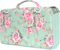 Vomgomfom Large Capacity Colored Pencil Case - Twill Fabric Holder With Zipper Closure for 300 Pencils or 200 Gel Pens, Organizer for Artists (Green Rose)