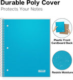 Dunwell Graph Paper Notebook 8.5 x 11 (3-Pack Red Blue Black) Plastic Cover, 100 Sheets (200 Pages), Perforated 3-Hole Punched, 4x4 Squares, Spiral Notebook, 1/4" Grid, Divider with Pockets