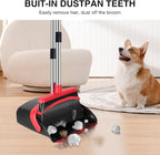 NACENA Broom and Dustpan Set, 52-in Long Adjustable Handle Broom Dustpan Combo with Dustpan Teeth to Automatically Clean Hair Suitable for Home Kitchen Office Hall Floor (Black&Red), 4 Pack