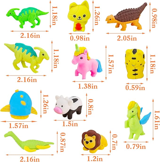 URSKYTOUS 80Pcs Animal Erasers Kids Desk Pets Pencil Erasers 3D Puzzle Eraser Bulk Fun Cute Mini Animal Eraser Toys for Classroom Rewards, Game Prizes, Treasure Box, Easter Egg Fillers
