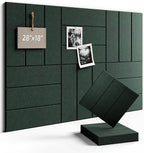 Fluxynara Felt Bulletin Board Tiles -28"x18" with 40 Adhesive Tabs, Cork Board Alternative for Office Decor, Push Pin Board Wall Organizer 6-Pack (Pine Green)