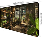 Lndoor Green Plant Expansion Desk Mat, Flower Plant Large Gaming Mouse Mat XXL Laptop Mouse Keyboard Mat 35.4 x 15.7-Inch Office Desk Decoration