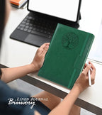 Biuwory Lined Journal Notebook for Women Men,256 Pages A5 Hardcover Leather Journals for Writing,Travel,Business,Work & School,College Ruled Notebooks for Note Taking,Diary Notepad 5.7"×8.3"(green)