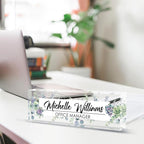 Personalized Name Plate for Desk, Custom Desk Name Plate, Acrylic Name Plate Office Desk Accessories, Personalized Office Gifts for Coworkers Teachers, Employee Appreciation Gifts (A-Never Wither)