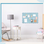 Mooliwe Scalloped Felt Bulletin Board 24 x 18 Inches Foldable Light Blue Pin Cork Board Alternative for Wall, 2' x 1.5' Trifold Picture Vision Self Adhesive Bulletin Decorative