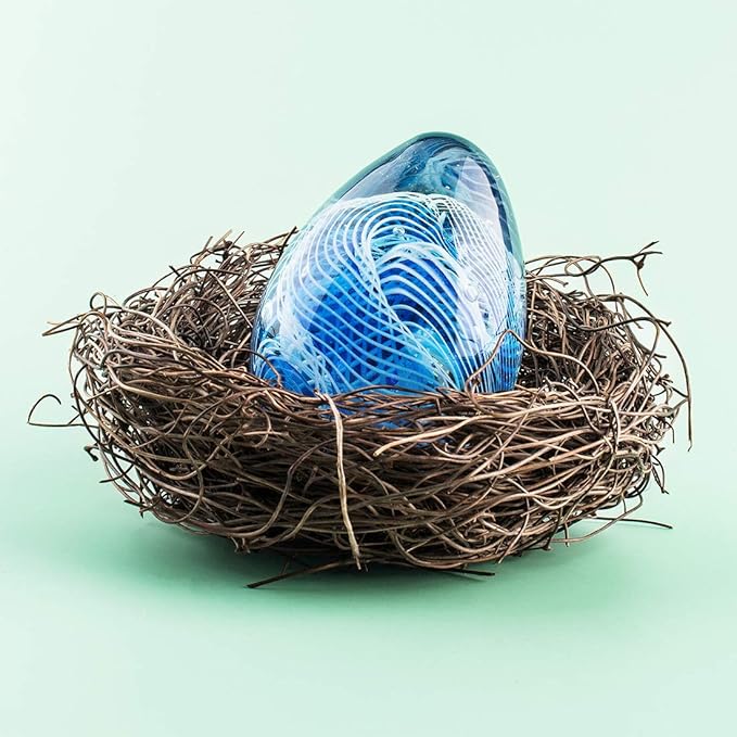 QFkris Crystal Blessings Paperweight Easter Eggs 3.4" Blown Glass Art Figurine Collectibles Desk Decor (Blue)