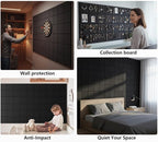 G Gamit Large Felt Wall Tiles Bulletin Board,Large Cork Board Alternative with 30 Pushpins,8-Pack Felt Pin Board with 56 Safe Removable Adhesive Tabs for Home Office School (Black)