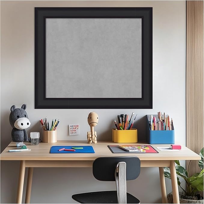 Amanti Art Black Framed Magnetic Board 25x29 Medium Vision Board for use with Magnets, 100% Metal Sheet to Display Items as Office Decor or for Home Organization in mudroom, Kitchen or Kids Room