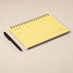 Undated Daily Planner Notebook – Spiral Bound A5 (5.75" x 8.5"), 60 Pages, Yellow Cover | Simple Organizer for Work, School & Personal Goals