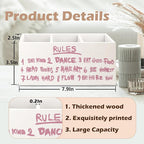 URLLUAE Inspirational Pink Rules Makeup Brush Toothbrush Holder Organizer for Dorm Bathroom Vanity, Trendy Preppy Pink Girly Wooden Pen Pencil Holder for Desk Accessories