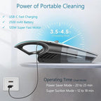 ambrint Handheld Vacuum Cordless Rechargeable – 13000PA Powerful Car Vacuum with Best Suction, Lightweight Mini Cleaner for Home/Office, High-Power Dust Busters for Pet Hair, USB Charging & LED Light