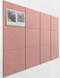 DECORITA Felt Wall Tiles | Large Cork Board Alternative | Aesthetic Felt Bulletin Board for Office, Home & Classroom | Large Cork Boards for Walls Pinboard (12-Pack) | Pink
