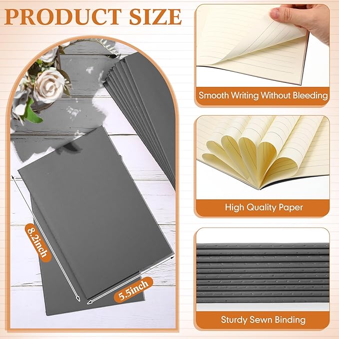 Mimorou 100 Pcs Journals Notebooks Bulk - Kraft Softcover A5 Small Notebooks 5.5 Inch x 8.3 Inch Notepads with 60 Page 30 Sheet for Writing Sketch Travel Office Supplies(Grey,Lined)