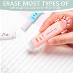 PANDENNER Retractable Pencil Eraser, Cute Erasers,Cat Paw Eraser,Suitable for School Home Office Supplies, 4Pcs (Eraser-BLFC)