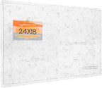Lightomorrow Bulletin Board, 24 x 18 inches Felt Board Decorative Pin Board, Cork Board Alternative for Wall, Foldable Photo Board Self-Adhesive Vision Board Mood Board with 20 Pushpins - Marble White