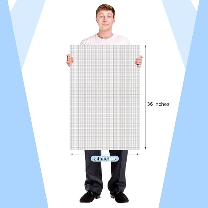 Fuyoooo 25 Sheet Graph Paper Pad 24" x 36" Large Graph 1" and 1/5" Ruled Grid Paper for Engineer Architect Designer Mathematician Draftsmen Sketch House Commercial Building Drafting (Bright White)