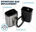 Alpine Stainless Steel Open Top Trash Can 5 Gallon - 20L Garbage Can for Kitchen, Bathroom, Office & More with Removable Bin, Brushed Nickel Finish, Space-Saving Slim Modern Design