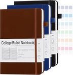 CronElysia A5 Lined Journal Notebooks for Work, 192 Pages, Medium 5.7 x 8.3inch, College Ruled, Vegan Leather Hardcover Journals for Women Men,3 Pack