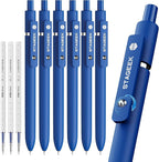 STAGEEK Blue Gel Pens, 6Pcs Quick Dry Blue Ink Pens with 3 Extra Refills, Fine Point Retractable Smooth Writing Pens for Journaling, Office, Note Taking, School Supplies, Nurse Aesthetic(Blue)