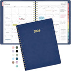 Forvencer 2026 Planner Weekly and Monthly, Jan 2026 -Dec 2026, Vegan Leather Cover Calendar Planner, 8.5" x 11" Agenda with Color Tabs, Inner Pocket, Spiral, 2026 Planner for Office School Supplies