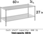 Regal Altair 24" Deep x 60" Wide x 27" Height Wire Shelving Kit | 2-Tier | NSF Commercial Storage Rack Unit
