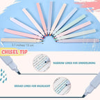 Marspark 216 Pcs Highlighters Bulk Chisel Tip Aesthetic 12 Assorted Colors No Bleed Cute Soft Color Marker Pens for Journal Planner Notes School Study Office Supplies