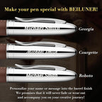 BEILUNER 318 Luxury Personalized Leather Pen, Hand-Stitched Premium Leather, Chrome-Plated Finish, Schmidt Refill, Fancy Rollerball Pen Gift Set for Men & Women, Executive Writing, Nice Designer pen