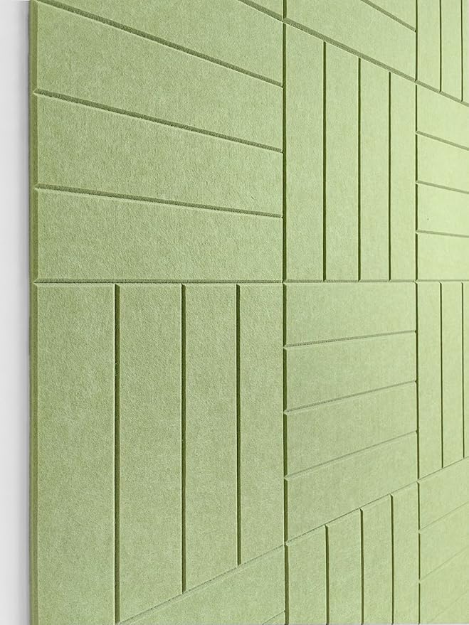 DECORITA Felt Bulletin Board Tiles | Modern Cork Board Alternative | Large Cork Boards for Walls | Aesthetic Felt Wall Panels for Office & Home Decor | Pinboard & Photo Board (12-Pack) | Spring Green