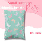 Pretty Package Store 14.5x19 Designer Poly Mailer 100 Pack Heavy Duty Waterproof Self Seal Shipping Bags for Small Business Large Mailing Envelopes Bulk Tear Resistant Packaging Butterfly