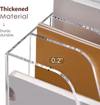 SANRUI Acrylic File Organizer, Compact Desk Organizer for Folders, Binders, Notebooks, Envelopes, Clear Magazine File Holder, 3 Section Bookshelf for School Home Office Organization, A4 Size