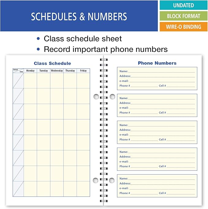 Elan Publishing Company Student Planner Weekly Overview Format for a Full Year (S85-Blue) 5.5 x 8.5