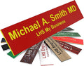 Door Name Plate Personalized for Office Red Plastic Name Plate with Yellow Letters - Made in USA 2x6 B22