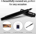 Ellington Pens Luxury Wood Fountain Pen Set – Fine Nib - Includes 6 Ink Cartridges, Wooden Pen Gift Box, Ink Converter - Wood Pen For Writing, Calligraphy, Journaling, Drawing (Ebon Elegance)