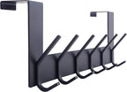 WEBI Over The Door Hooks Door Hanger,Over The Door Towel Rack with 6 Hooks for Hanging,Door Coat Towel Hanger Door Coat Rack,Black