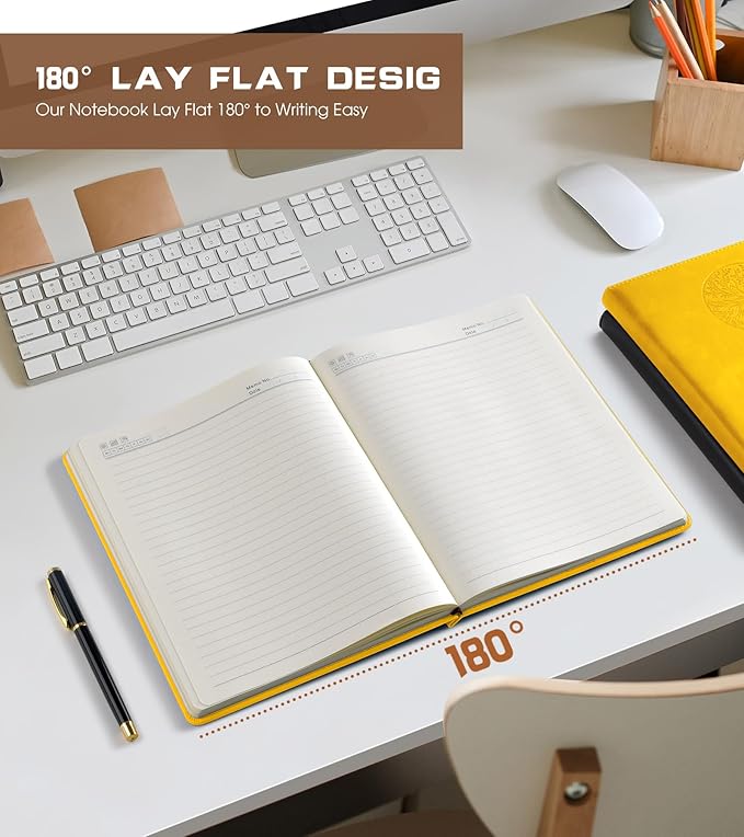 Biuwory Lined Journal Notebook for Women Men,256 Pages B5 Large Hardcover Leather Journals for Writing,Travel,Business,Work & School,College Ruled Notebooks for Note Taking,Diary Notepad 7.8"×10.2"