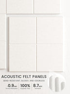 Bumusty Large Cork Board Alternative-36 x24 Felt Bulletin Board Tiles, with 30 Pushpins, 40 Adhesive Tabs, 6-Pack Slat Wall Paneling, Cork Boards for Office Push Pin Board Felt Board-Milky White