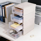 Buyitt 12 Quart Desktop Drawer Storage Unit, Plastic Stackable Storage Drawer, 4 Pack