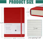 EMOMAS Lined Journal Notebook, 6Pack Hardcover Notebook for Men & Women – Journals for Writing, Work, School, Home & Daily Notes, 160 Pages – Medium A5, 5.7"x8", 100 gsm Thick Paper (Red)