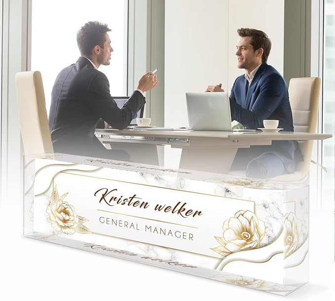 Desk Name Plate Personalized, Custom Name Plates for Desks, Office Desk Decor, Unique Clear Acrylic Glass Block, Personalized Office Gifts for Women Men Coworkers Boss Teachers, Appreciation Gifts