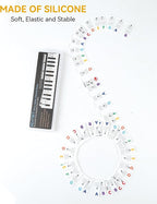 BEATBIT Piano Notes Guide for Beginner, Removable Piano Keyboard Note Labels for Learning, 88-Key Full Size, Made of Silicone, No Need Stickers, Reusable and Comes with Box (Rainbow Colors）