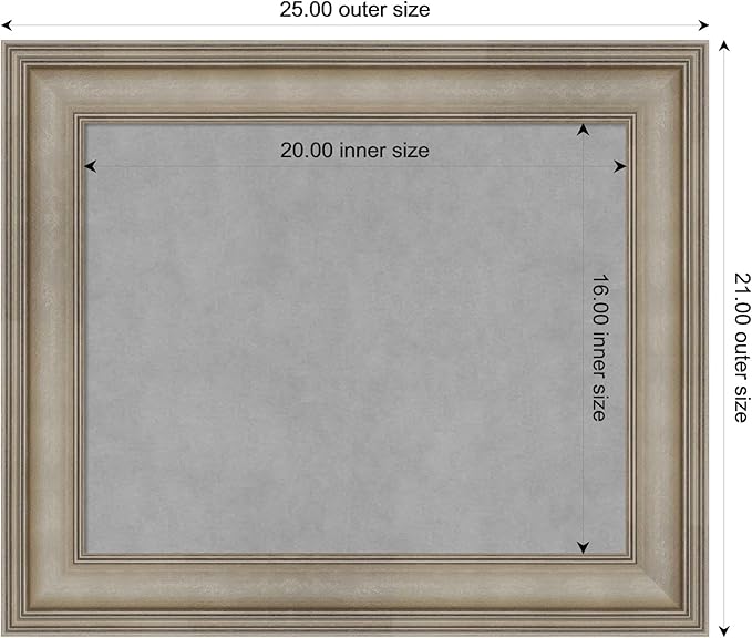 Amanti Art Silver Framed Magnetic Board 21x25 Small Vision Board for use with Magnets, 100% Metal Sheet to Display Items as Office Decor or for Home Organization in mudroom, Kitchen or Kids Room
