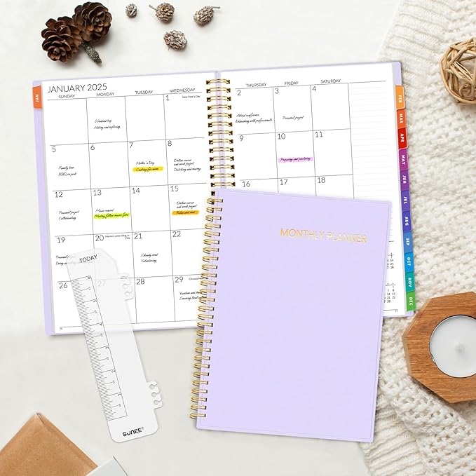 SUNEE 2026-2027 Planner - 24 Months (Jan 2026 - Dec 2027) - 7"x10" Monthly Spreads & Yearly Planner, Purple