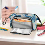 Bolaz Big Capacity Pencil Pen Case Pouch Bag School College Office Organizer for Teens Girls Adults Student-Blue Flower Pattern