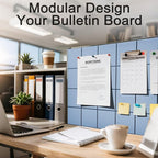 12-Pack Large Felt Bulletin Board 48" x 36" Cork Board Alternative, with 30 Pushpins, 70 Adhesive Tabs, Slat Wall Paneling, Cork Boards for Office Push Pin Board Felt Board-Light Blue