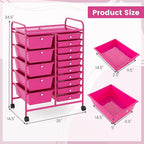 LDAILY 15 Drawer Rolling Storage Cart, Rolling Cart with Drawers for Classroom, Art Supply Craft Organizer on Wheel with Metal Frame & Handles for Home Office School